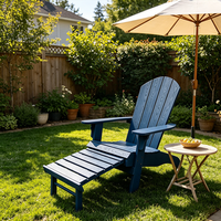 Chaise Adirondack pliable en plastique toutes saisons avec repose-pieds escamotable et réglable pour foyer extérieur