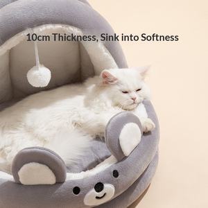 Cama para Mascotas, Cuna para Gatos, Casa para Perros Semicerrada para Todas las Estaciones con Cama de Patrón Sólido, Logotipo de Mascotas - Product Image 4