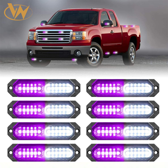 1200T Emergency Strobe Grille Lights 8pcs 12 LED Sync Safety Warning Flashing Light Ultra Slim Surface Mount OLIVER