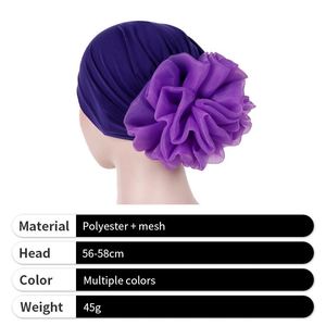 Malaysian Yellow Flower Turban Cap Fringed Ladies Muslim Headscarf <b>Bonnet</b> for Women - Product Image 2