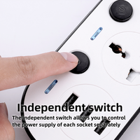 Extensión de Corriente Industrial Inteligente de Fábrica al por Mayor, Cable de Cobre de 3 Metros y 10A, 4 Tomas de Corriente, 3 Puertos USB, Interruptores Individuales