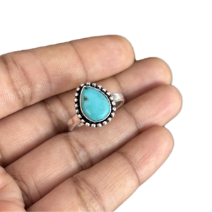 New Fashionable Romantic Wedding Engagement Gift Copper Turquoise Cluster Ring Jade Marrow Egg <b>Face</b> Inlay Elegant High-End - Product Image 3