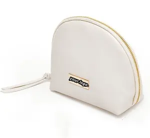 Kadın moda yeni tasarım özel deri cilt bakımı fermuarlı cüzdan beyaz Pu kozmetik çantası seyahat organizatör makyaj çantası