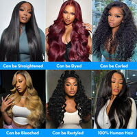 Perruque en cheveux naturels vietnamiens, ondulations Pineapple Wave, lisses comme des baguettes, 36 pouces, ondulations Spanish Curly, perruque en cheveux humains, ondulations Burmese Curly 13x6