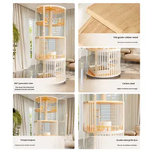 Meow Sky City Villa cylindrique panoramique <span class=keywords><strong>de</strong></span> luxe pour chat avec toilettes intégrées pour chats d'intérieur - Product Image 3