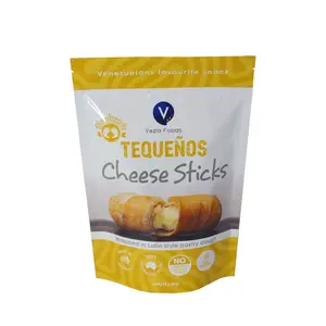 Tùy Chỉnh Logo Bề Mặt Bóng Cấp Thực Phẩm Đứng Lên Dây Kéo Túi Cho Snack Cheese Sticks
