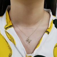 Collier pendentif cheval au design mignon, en or véritable 9K avec zircon, bijoux fins, vente en gros, or chinois