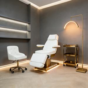 <span class=keywords><strong>Table</strong></span> de massage électrique moderne avec base dorée, 4 moteurs, lit réglable pour soins du visage et extensions de cils, mobilier pour salon de beauté et spa - Product Image 2