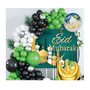 Sfondo di palloncini Eid Mubarak verde 2025 decorazioni per feste islamiche <span class=keywords><strong>con</strong></span> <span class=keywords><strong>mezzaluna</strong></span> e stelle, Kit di celebrazione Eid Al-Adha - Product Image 1