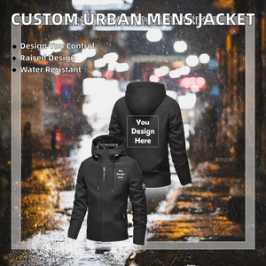 Veste coupe-vent à capuche pour homme, zippée, style sportif, impression par transfert thermique devant et derrière - Product Image 2