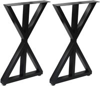 Pieds de table en forme de X en acier et fonte de style industriel moderne pour cuisine, salle à manger extérieure, mobilier de bureau