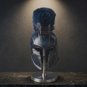 Réplica del Casco Espartano Azul con Escudo – Coleccionable de Armadura de Guerrero Griego con Acabado en Bronce - Product Image 3