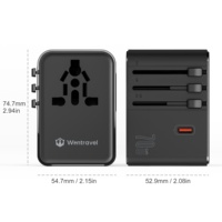 Adaptateur de voyage universel Wontravel 70W GAN, nouveau produit 2025, adaptateur de voyage électrique avec prise 2500W, 3 type C, 2 USB