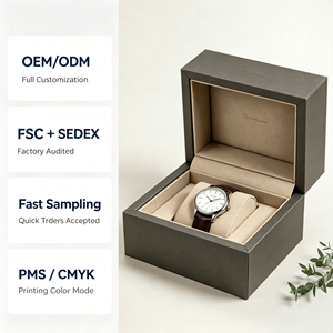 กล่องนาฬิกาหรูหราแบบกำหนดเองสำหรับ OEM พร้อมซับในไมโครไฟเบอร์และโลโก้แบบนูน - บรรจุภัณฑ์ของขวัญจากกระดาษแข็งที่ยั่งยืนสำหรับแบรนด์นาฬิกา - Product Image 2