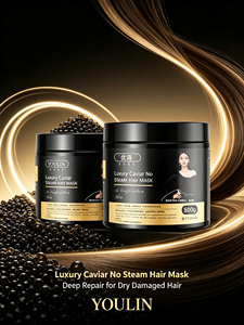มาส์กผมคาเวียร์แบบไม่ต้องอบไอน้ำ 500 กรัม บำรุงล้ำลึก ฟื้นฟู<span class=keywords><strong>ผม</strong></span>เสีย บำรุงให้นุ่มลื่น ลดการชี้ฟู สำหรับ<span class=keywords><strong>ผม</strong></span>แห้งและชี้ฟู - Product Image 1