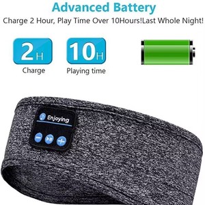 Bandeau Bluetooth noir et gris en polyester anti-transpiration pour la course, le yoga, la musique, le sommeil et l'extérieur - Product Image 5