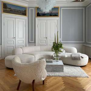 Wabi-sabi Canapé en tissu <span class=keywords><strong>blanc</strong></span> crème Lobby Hôtel Combinaison <span class=keywords><strong>d</strong></span>'<span class=keywords><strong>angle</strong></span> incurvé Canapé de réunion <span class=keywords><strong>d</strong></span>écontracté personnalisation - Product Image 4