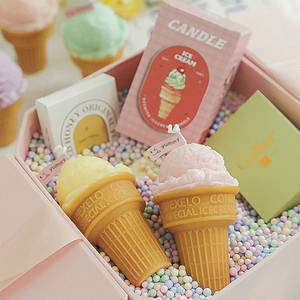 AIKUN Handmade Soy Wax Animal Shape Ice Cream Cone Scented Aromatherapy Candles with <b>Box</b> for Christmas & Easter <b>Gifts</b> - Product Image 1