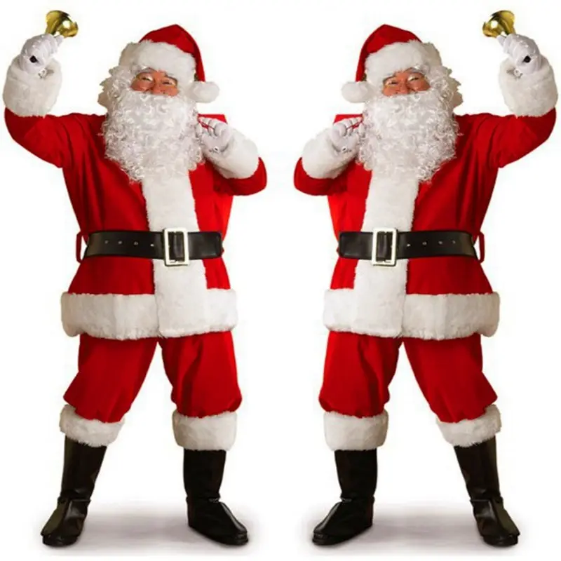 Großhandel Weihnachten Santa Hut Kleidung Hosen Gürtel Bart Kostüm Kleidung Weihnachten Santa Claus Anzug Vater Weihnachts kostüm