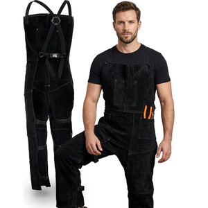 Combinaison de travail pour homme en polyester/coton noir, imperméable, ignifuge, certifiée CE, avec bretelles réglables et plusieurs poches - Product Image 5