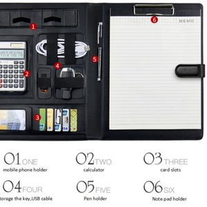 Boshiho Promotion Gift Business Multi-functional Pu <b>Leather</b> File <b>Folder</b> Presentation Portfolio - Product Image 2