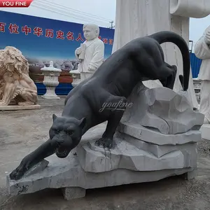 Patung Macan Tutul Marmer Ukiran Tangan, Patung Taman Luar Ruangan Besar Putih