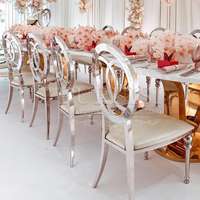 Chaise d'événement de luxe en acier inoxydable argenté pour banquets et mariages