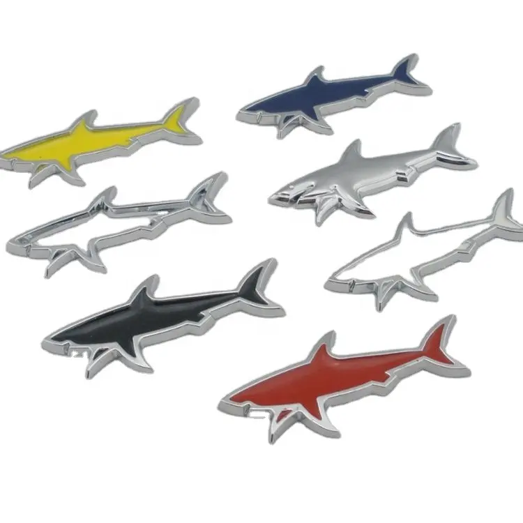 Autocollants de requin de voiture chromés emblème de requin