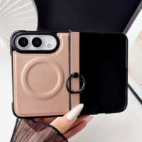 Étui de téléphone sans fil en cuir uni pour iPhone 18 Ultra, protection intégrale avec boucle à anneau, coque arrière en PU antichoc
