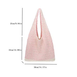 2026 Winter/Spring Women's Shoulder Bags Cute Baby for Pink Knitted Crochet Beach Tote New Design Wholesale - Product Image 2