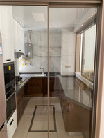 Porte coulissante en aluminium de style minimaliste, porte en verre horizontale pour cuisine, salon, séparation de pièce