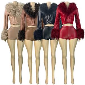 Shorts in <span class=keywords><strong>Pelle</strong></span> Elasticizzati a Vita Alta in 4 Colori, <span class=keywords><strong>Pantaloncini</strong></span> Aderenti da Donna, Pantaloni Capri in <span class=keywords><strong>Pelle</strong></span> Slim - Product Image 2