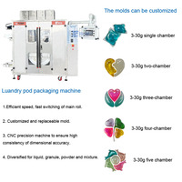 Machine automatique haute productivité pour le remplissage, l'emballage et la scellage de capsules de lessive liquide ou en poudre à 1 compartiment (3-30g)