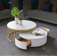 Tables basses design italien en acier inoxydable, ensemble de tables basses modernes pour salon