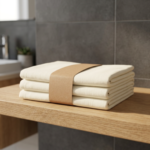 Toallas de Cocina Desechables de Algodón Crema, Rectangulares, Tejidas, con Rayas Marrones, Ecológicas, Lavables a Máquina, para Uso Doméstico - Product Image 1