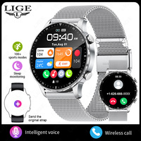 Reloj Inteligente LIGE con Correa de Acero Inoxidable, Monitor de Salud para Hombre, Reloj Deportivo con Llamadas para Android e iOS