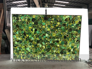 Dalles de sol et panneaux muraux <span class=keywords><strong>en</strong></span> agate rose translucide, pierre semi-précieuse de luxe rétroéclairée, grande taille - Product Image 6