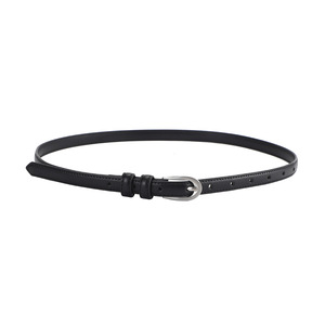 Cinturón Corsé Delgado de Cuero PU Negro con Hebilla Plateada para Mujer, Accesorio de Moda para Ajustar la Cintura, Múltiples Tallas - Product Image 2