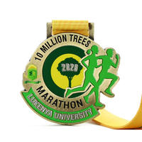 Médailles de sublimation en laiton plaqué émail 3D, médailles de marathon avec logo et lettres, médailles de course à pied à une face avec ruban