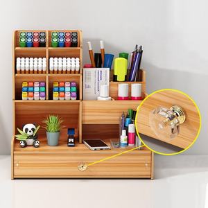 Настраиваемый деревянный квадратный органайзер большой вместимости, многофункциональный, для хранения ручек, карандашей, для дома, школы, офиса - Product Image 4