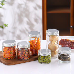 برطمان زجاجي دائري شفاف فارغ للمخللات والمربى والعسل بأغطية معدنية، متوفر بسعات 100 مل، 150 مل، 180 مل، 250 مل، 280 مل، 380 مل، 500 مل - Product Image 4