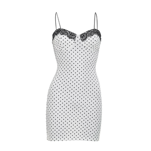 Viviblook D26DS140 Vestidos de Verano para Mujer, Nuevo Vestido Casual con Estampado de Lunares, Sin Mangas, con Tirantes, Encaje, Mini Vestido Casual para Fiesta - Product Image 6