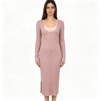 Athena Maxi – Robe pull longue en maille côtelée violette pour femme, personnalisable OEM & ODM, haute qualité, vente en gros
