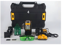 Niveau laser DW089LG 1:1 de haute qualité, auto-nivelant, 12 lignes 3D 3x360, batterie lithium 12V, faisceau vert, kit complet intérieur/extérieur