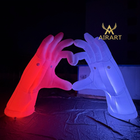 Arche Gonflable Lumineuse Colorée avec Souffleur d'Air pour Décoration de Mariage et Anniversaire, Entrée Gonflable en Forme de Main pour Festival de Musique
