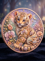 Pièce de monnaie en cuivre pur 999 de 5 oz, série animale en relief colorée UV, édition collector 3D haute définition