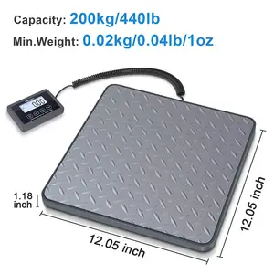 Portable 200KG/440LB Electronic Parcel Scale Stainless Steel Large Platform Digital LCD Weighing Balance For Postal