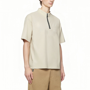 Maglietta Kaleo uomo pesante Hip Hop 100% cotone Street Wear magliette Oversize mezza Zip - Product Image 5