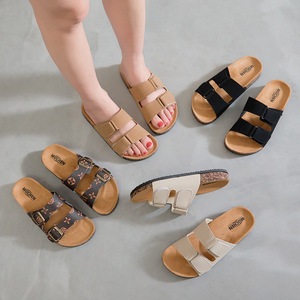 Sandalias Planas Abiertas Estilo Birkenstock con <span class=keywords><strong>Dos</strong></span> Tiras <span class=keywords><strong>y</strong></span> Hebilla, Sandalias Deslizantes de Color Sólido para <span class=keywords><strong>Mujer</strong></span>, Zapatos de Playa de Plástico - Product Image 6