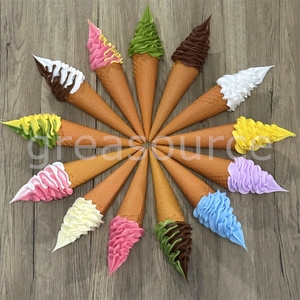 Plastic Simulation Food Model Prop Decoration Double Colors DIY Ice Cream Faux Cone Waffle 17cm 6.7inch Display ASMR Video Show - Product Image 2